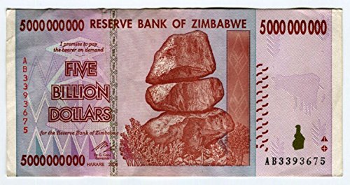 Zimbabwe 5 Billion Dólar Banco Bill Money Inflación Record currency